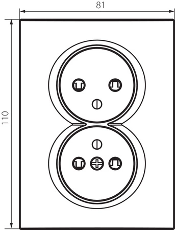 Gniazdo Sieciowe Zasilające Podwójne Ochrona Styków 16A Uziemienie Prostokątne Srebrne LOGI Kanlux