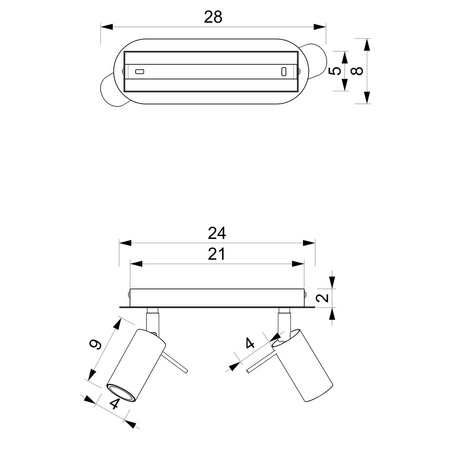 Lampa Sufitowa PRESTON Czarna Chrom 2x mini GU10 Milagro