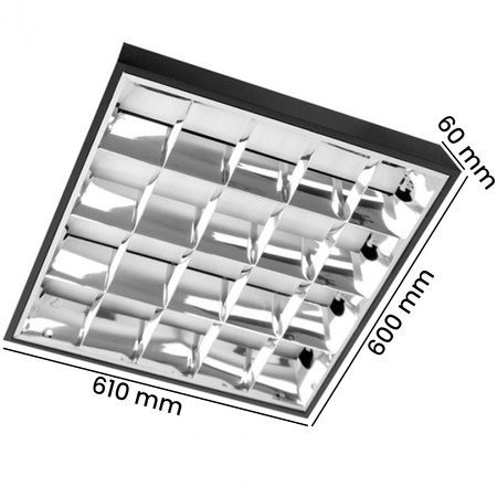 Oprawa Natynkowa Rastrowa LED 4 x T8 60 cm G13 Czarna