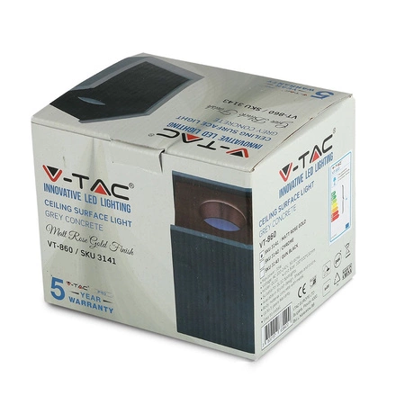 Oprawa Sufitowa Natynkowa Spot GU10 Kwadratowa Szara/Różowe złoto VT-860 V-TAC - 5 Lat Gwarancji