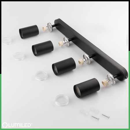 Lampa Sufitowa Reflektor LED Spot 4x GU10 IP44 ADERO Czarna Lumiled