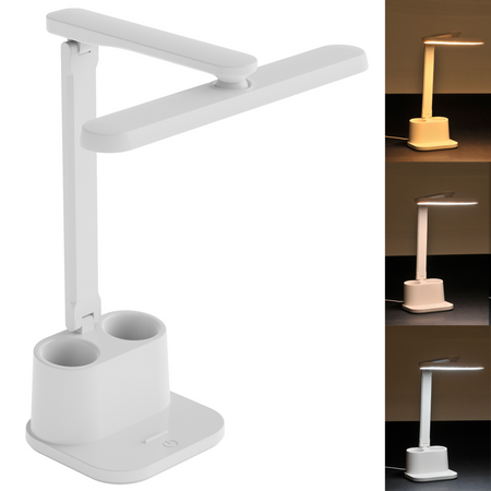 Lampka Biurkowa LED Stołowa 6W 400lm 4000K Neutralna 120° Biała Ściemnialna Bari Sanico Goldlux