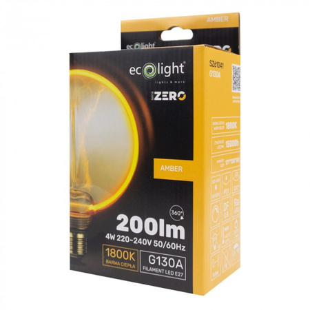 Żarówka LED Kula G130 E27 4W 200lm 1800K Ciepła FILAMENT Dekoracyjna ZERO Ecolight