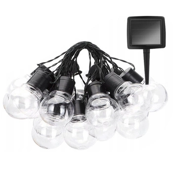 Girlanda Solarna Ogrodowa OZDOBNA Łańcuch Świetlny 3,35m 10xLED PRZEŹROCZYSTYCH Kuleczek 3000K