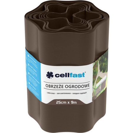 Obrzeże Ogrodowe Trawnikowe Elastyczne Faliste 25cm x 9m Brązowe CELLFAST
