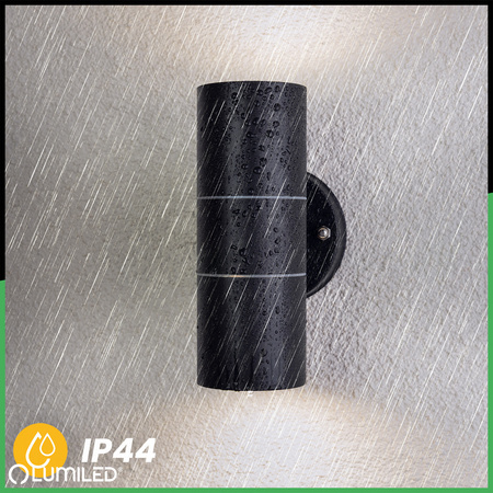 Kinkiet Ogrodowy Lampa Ścienna Elewacyjna góra dół LED GU10 IP44 ZINNIA Czarny LUMILED