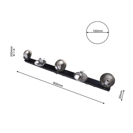 Lampa Sufitowa SFERA Czarna Chrom 5xE14 Milagro