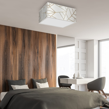 Plafon LED Lampa Sufitowa ZIGGY Biała Złota 2xE27 Milagro