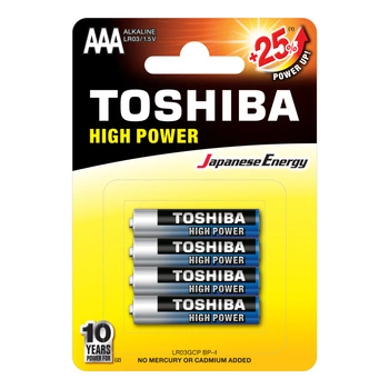 Baterie Alkaliczne TOSHIBA HIGH POWER LR03 AAA 1,5V Blister 4szt