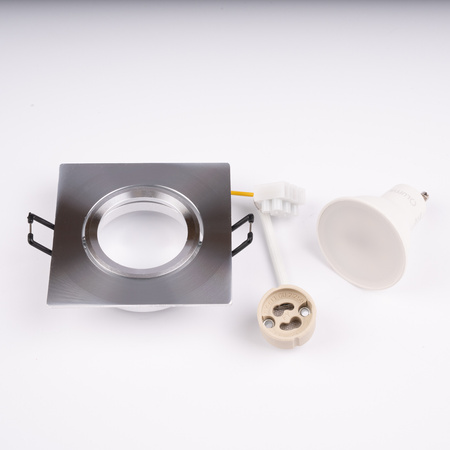 Oprawa Halogenowa Podtynkowa Kwadratowa Ruchoma TRIX 3w1 GU10 6W 3000K Srebrny LUMILED