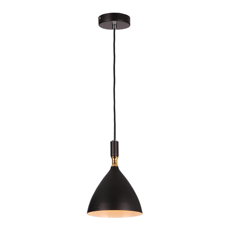 Lampa wisząca OTTO 1xE27 Klasyczna Czarna Złote Wnętrze ML6158 Metal + Szkło