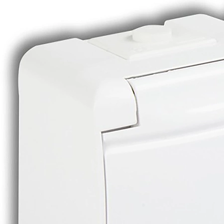 Gniazdko Podwójne Elektryczne Hermetyczne Ścienne Natynkowe z Bolcem IP54 KARLIK Białe