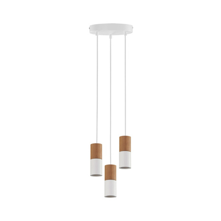 Lampa Sufitowa Wisząca ELIT WHITE/WOOD Biała Drewniana Nowoczesna 3xGU10 6306 TK Lighting