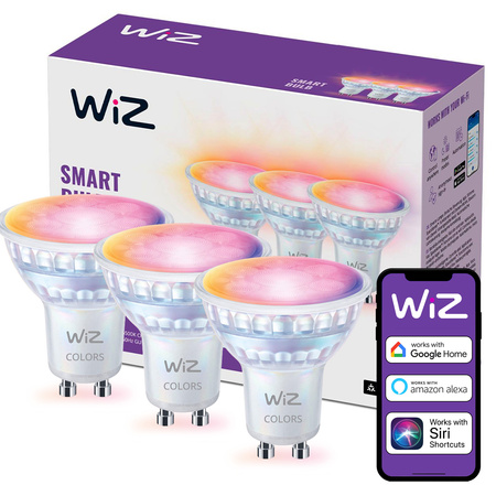 3x Żarówka LED GU10 Reflektor PAR16 4.7W = 50W 345lm 2200-6500K RGB + TW Inteligentna SMART WiFi Bluetooth Aplikacja WiZ