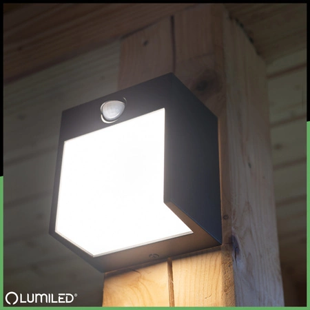 Lampa Ogrodowa Ścienna LED Kinkiet Elewacyjny Zewnętrzny PIR IP54 12W 3000K RUBUS LUMILED