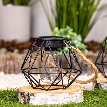 Lampa Solarna Wisząca LED Zewnętrzna Ogrodowa Latarenka 3000K IP44 Czujnik Zmierzchu