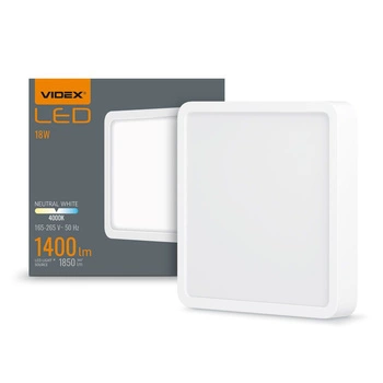 Panel LED Oprawa Natynkowa Plafon 18W 1850lm 4000K Neutralna Biała Videx