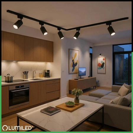 Zestaw Szyna Oświetleniowa Szynoprzewód 2 m + 4x Reflektor Szynowy RITI GU10 Czarny LUMILED