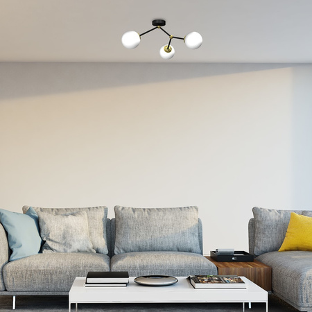 Lampa Sufitowa JOY Czarna Złota 3xE14 Milagro