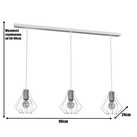 Lampa wisząca sufitowa WILL 3x E27 LOFT Biała Metal + drewno Milagro