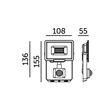 Naświetlacz LED Zewnętrzny Ogrodowy 20W 1600lm 4000K Neutralny 120° z Czujnikiem Ruchu i Zmierzchu IP65 Czarny MHC Kobi