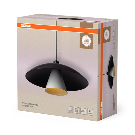 Lampa Sufitowa Wisząca Dekoracyjna E27 Czarna Biała Decor Flying Mushroom Pendant Osram