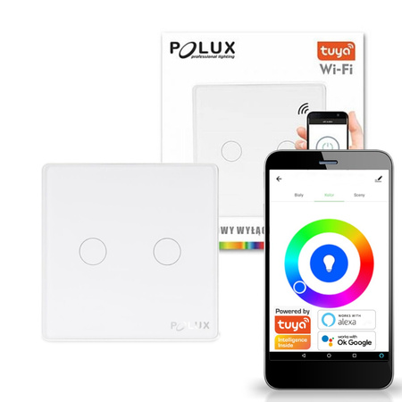 WYŁĄCZNIK Dotykowy Dwubiegunowy WIFI Smart max 2x 800W 230V Tuya GOLDLUX (Polux)