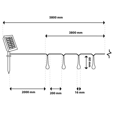 Girlanda Solarna Ogrodowa 20x LED Ciepła 5.8m Łańcuch Świetlny Łezki Sople