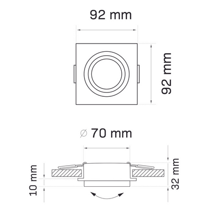 Oprawa Podtynkowa Spot MR16 Czarna Złota 12V LIKA Sanico Goldlux