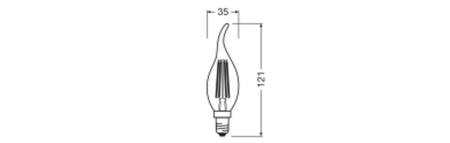 Żarówka LED B35 E14 3.4W = 40W 470lm 2700K Ciepła 300° Filament Performance Class Ledvance