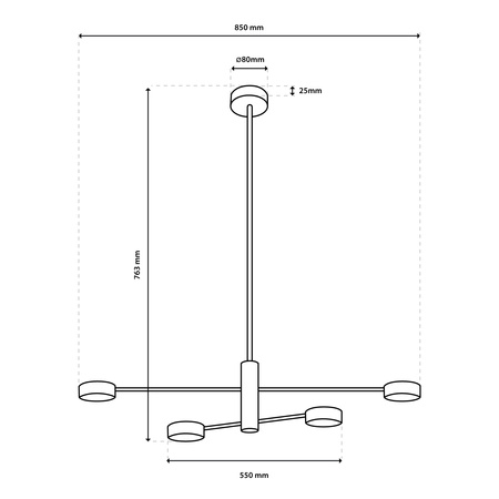 Lampa Sufitowa Wisząca LED 4x GX53 Żyrandol Reflektor Czarna OVILO LUMILED