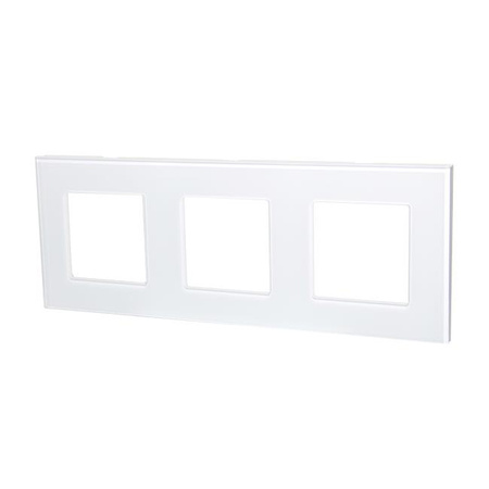 Ramka SZKLANA do gniazda biała potrójna