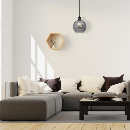 Lampa wisząca OMEGA 1xE27 Przydymione Szkło Kula MLP65300 Milagro Metal + Szkło