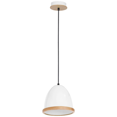 Lampa wisząca STUDIO 1xE27 Klasyczny Klosz Drewniane Wykończenie Biała MLP8849 Milagro Metal + Drewno