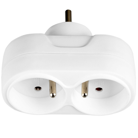 Rozgałęźnik Sieciowy Elektryczny Podwójny 2x 2P+0 Złodziejka 2 Gniazdka Z Uziemieniem VAYOX