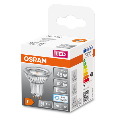 Żarówka LED PAR16 Reflektor GU10 6.9W = 49W 620lm 6500K Zimna 120° STAR Osram