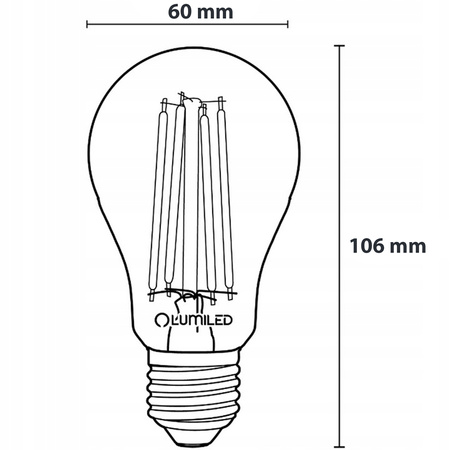 Żarówka LED E27 A60 8W = 75W 1055lm 4000K Neutralna 360° FILAMENT LUMILED