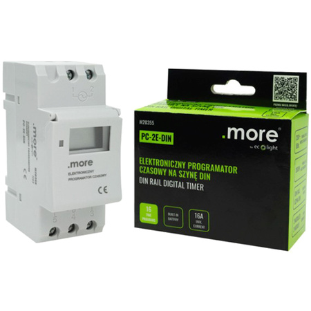 Programator Czasowy Włącznik Wyłącznik LCD Cyfrowy Harmonogram 7 Dni PC-2E-DIN Ecolight