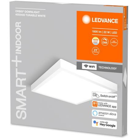 Oprawa Podtynkowa Panel LED Punktowa SPOT 22W 1800lm Ściemnialna CCT Okrągła 40cm Biały SMART+ WiFi Downlight Ledvance