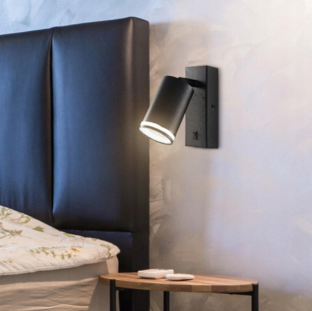 Lampa ścienna Kinkiet GU10 RING z włącznikiem czarny
