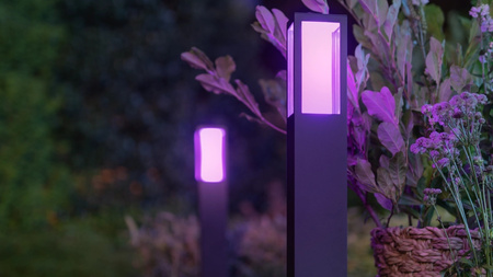 Lampa Ogrodowa LED SŁUPEK Zewnętrzna 77cm 15.8W IP44 White and Color Ambiance RGB + TW Czarna Inteligentna Smart Zigbee Bluetooth Impress Philips Hue