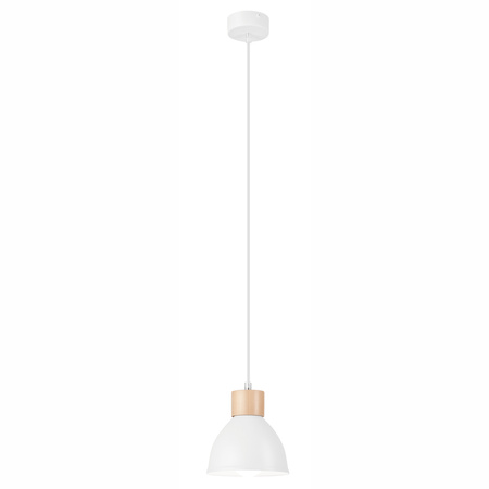 Lampa Wisząca Sufitowa NICO E27 Biała Drewniana LM-1.143 Lamkur