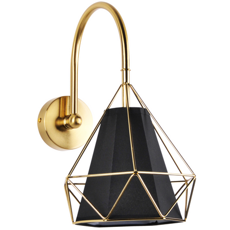 Kinkiet Ścienny Lampa HIRA 1x E27 Czarna Złota GOLDLUX (Polux)
