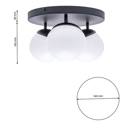 Lampa Sufitowa SFERA Czarna 3xE14 Milagro