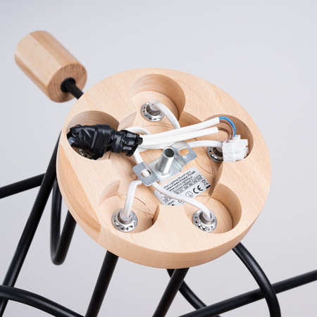 Lampa Sufitowa Żyrandol Pająk Wisząca 5x E27 Naturalne Drewno Czarna Ember Peach Puff SL.1478 Sollux