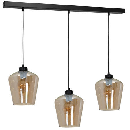 Lampa wisząca SANTIAGO 3xE27 Klosz Bursztynowe Szkło MLP6610 Metal + Szkło