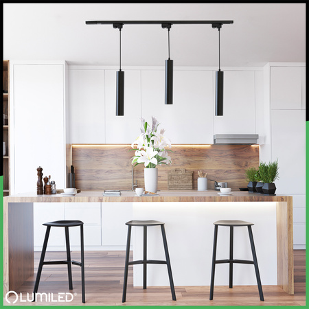 Zestaw Szyna Oświetleniowa Szynoprzewód 1m + 3x Reflektor Szynowy Soplo GU10 Czarny LUMILED