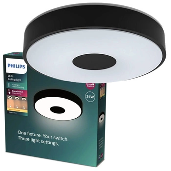 Lampa Sufitowa Plafon LED 24W 2700lm 2700K SceneSwitch Czarna Coiner Philips