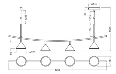 Lampa LED Wisząca Dekoracyjna Liniowa Zwis Sufitowa 4-Punktowa 16W 3000K Decor Line Czarna LEDVANCE