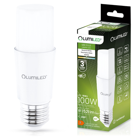 Zestaw 6x Żarówka LED E27 15W = 100W 1521lm 4000K Neutralna Stick LUMILED